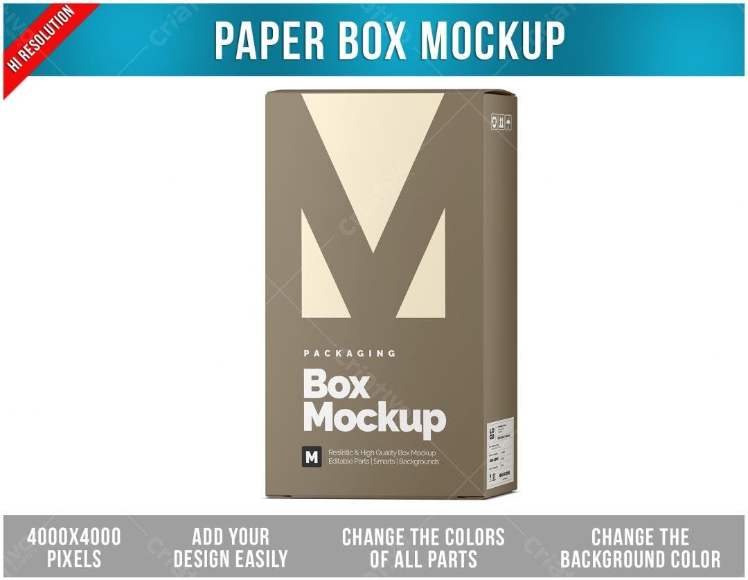 Mockup Caixa de Papelão PSD Editável