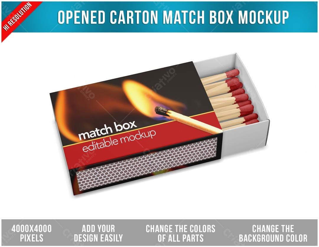 Mockup Caixa de Fósforos Aberta - Design Realista
