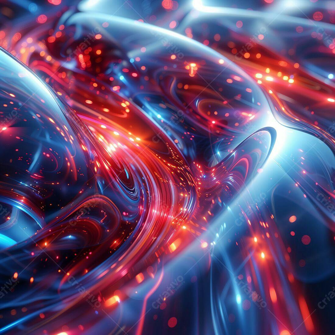 Fluxo de Luz Vermelho e Azul Abstrato