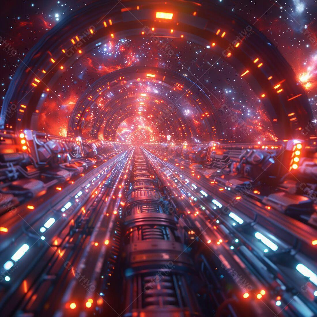 Túnel Espacial Vermelho e Azul
