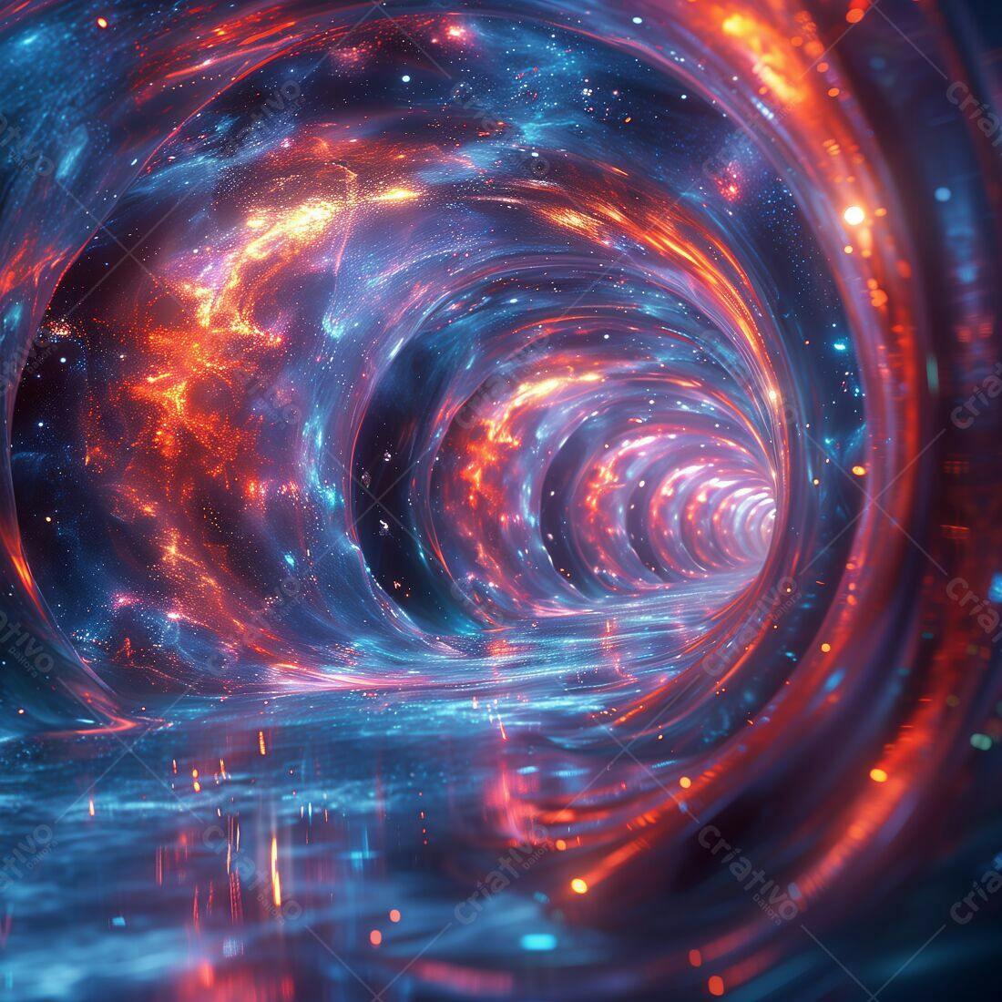 Túnel espacial cores vibrantes