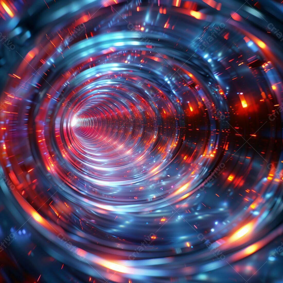 Túnel de Luz Vermelho e Azul Abstrato