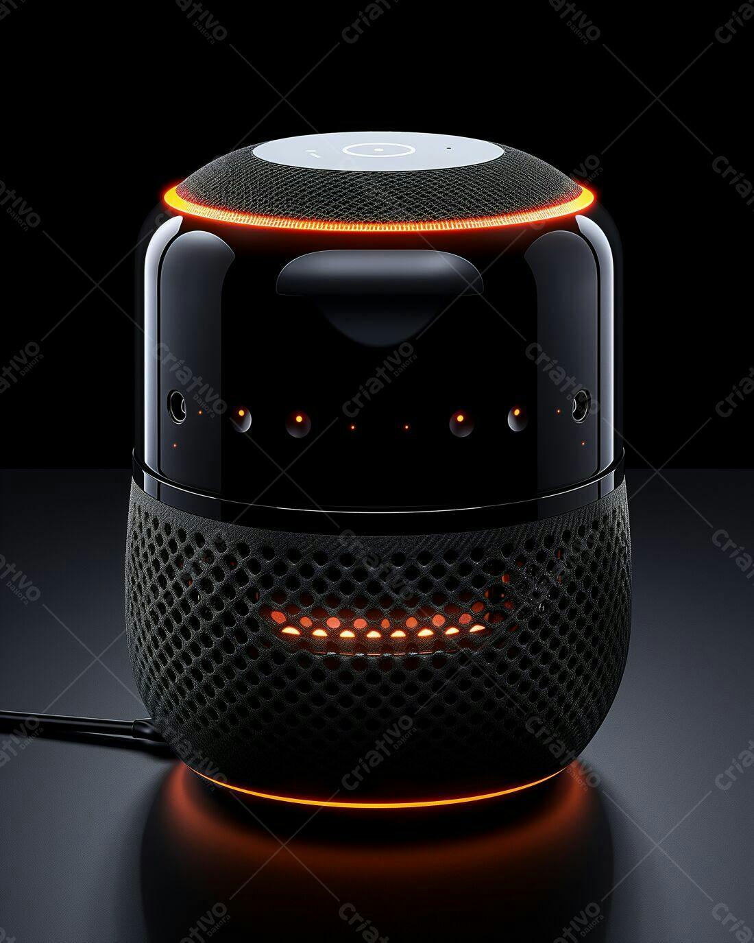 Caixa de Som Premium Preto e Laranja
