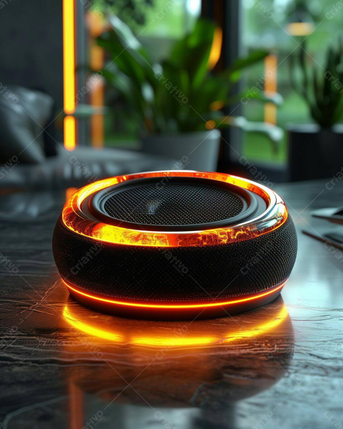 Caixa de Som com Iluminação Laranja
