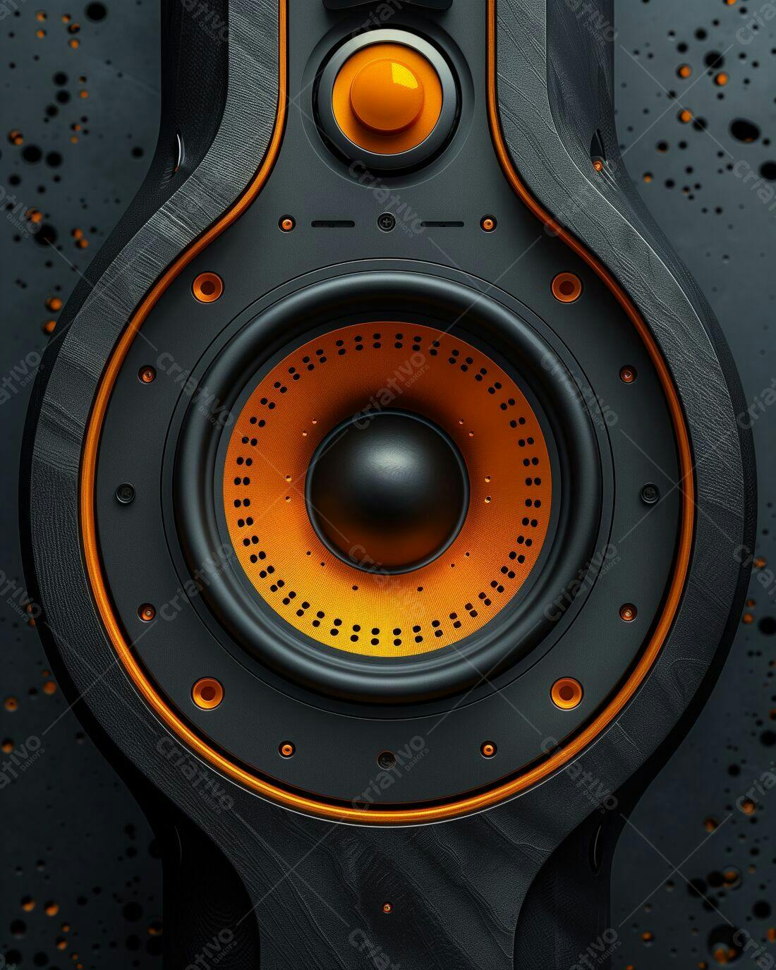 Alto-falante preto e laranja design moderno