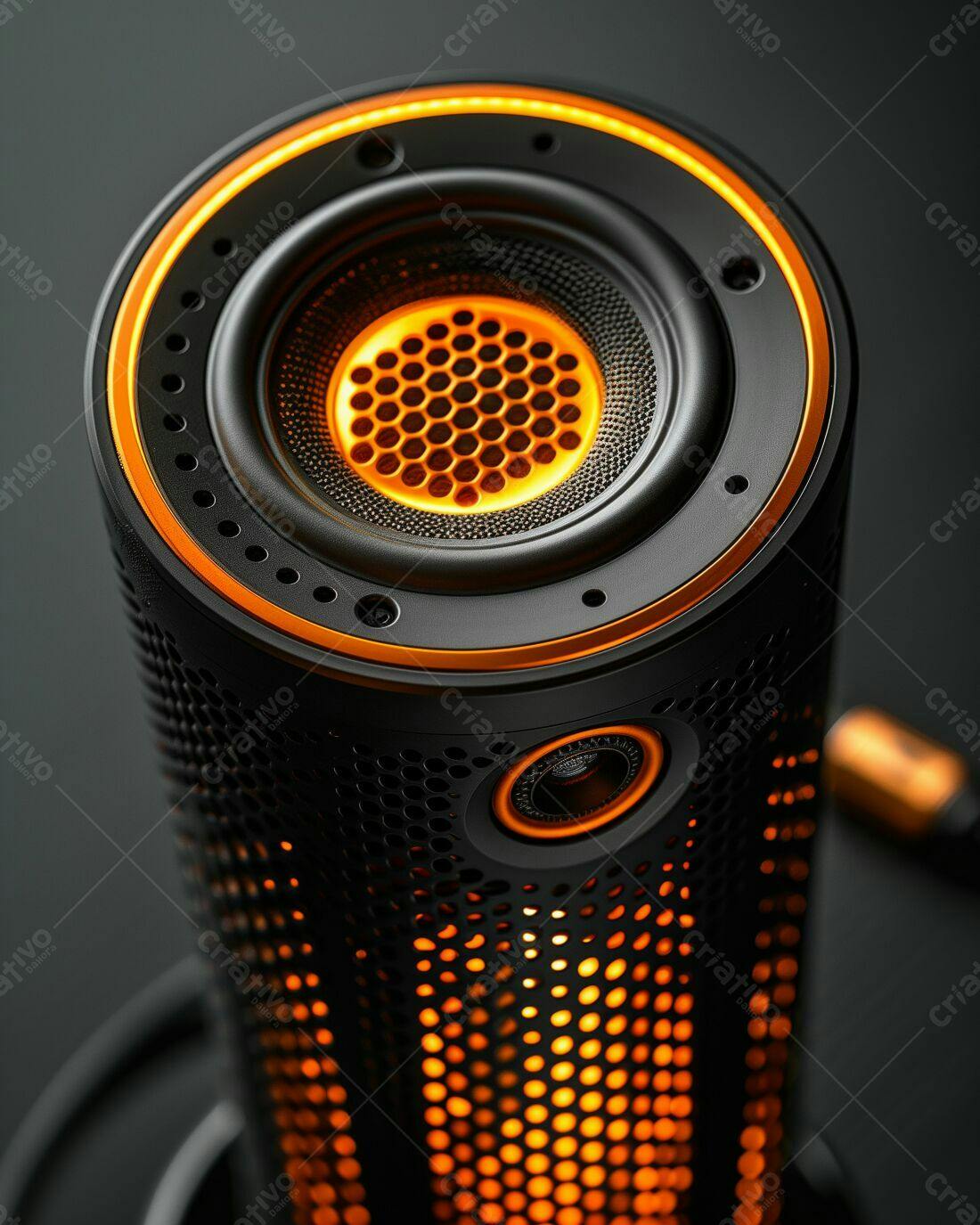 Caixa de Som Iluminada Laranja e Preta