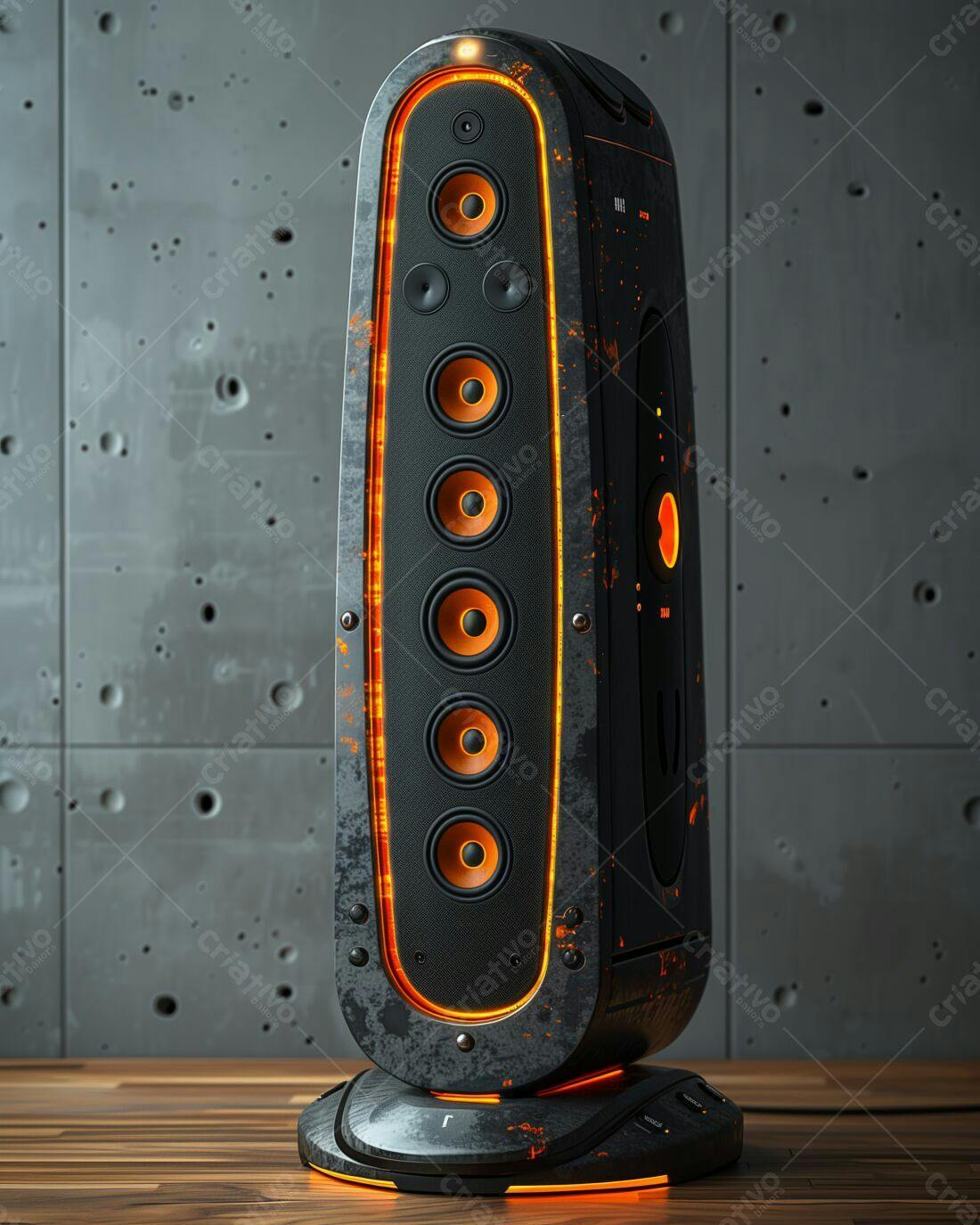 Caixa de Som Gamer Preto e Laranja