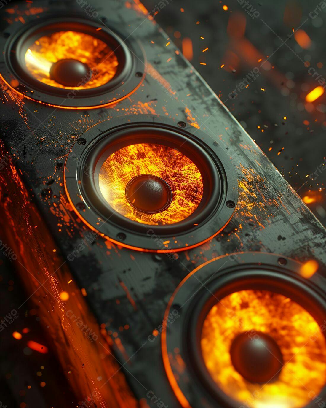 Caixas de Som Incandescentes com Fogo