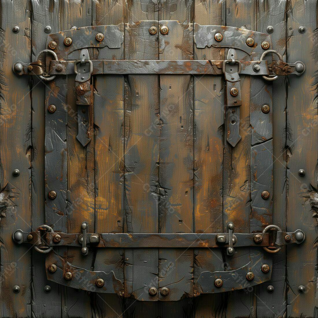 Porta de madeira antiga com ferragens de metal