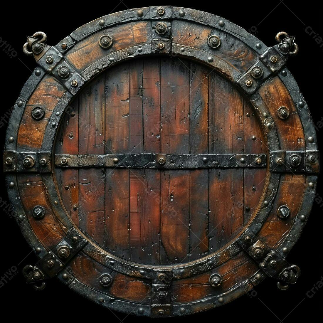 Porta de madeira circular estilo medieval