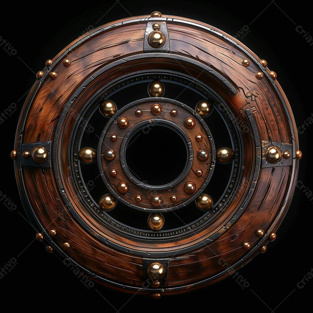 Roda de madeira estilo steampunk