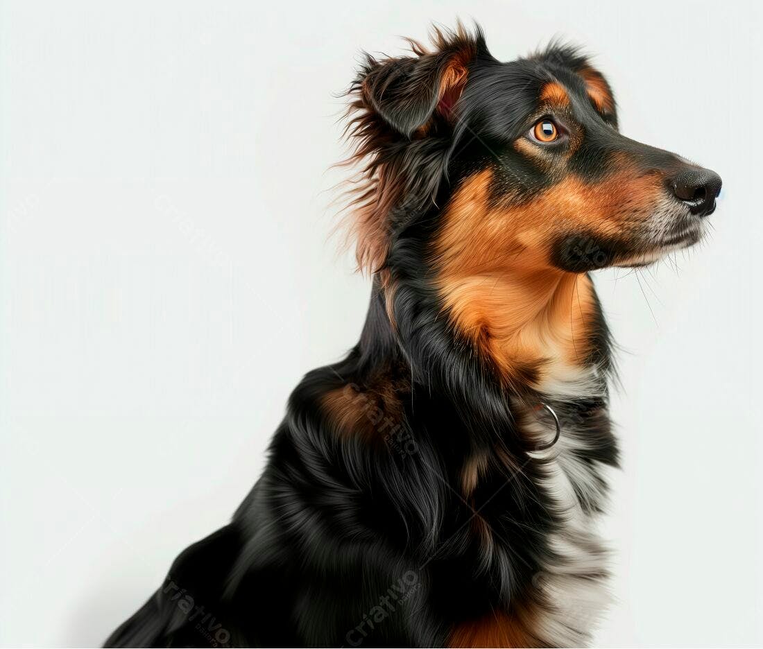 Cão Tricolor Olhando para o Lado