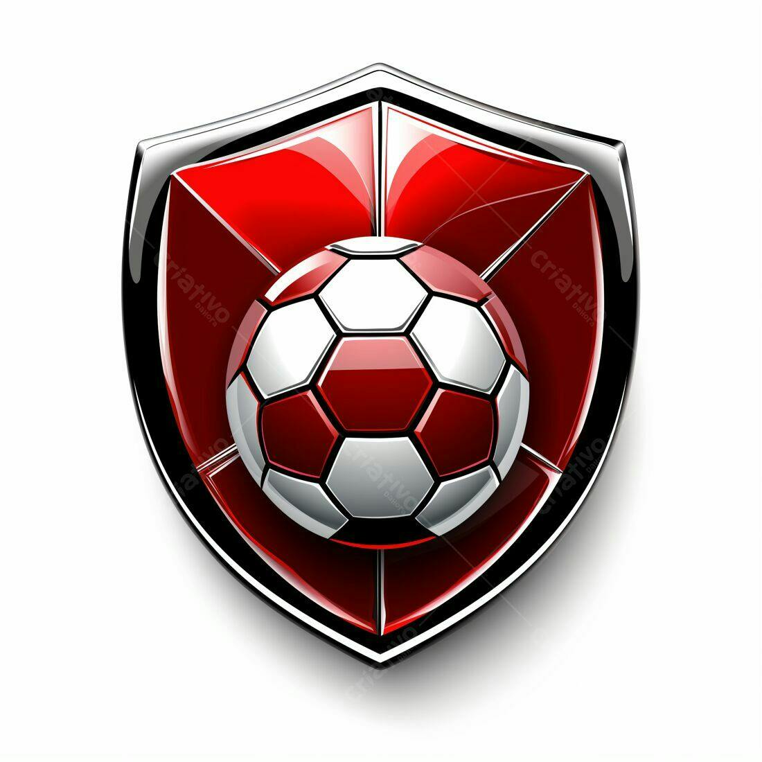 Escudo futebolístico vermelho com bola