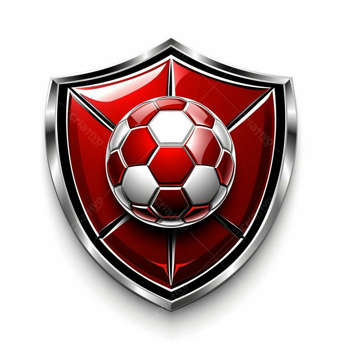 Escudo Vermelho com Bola de Futebol