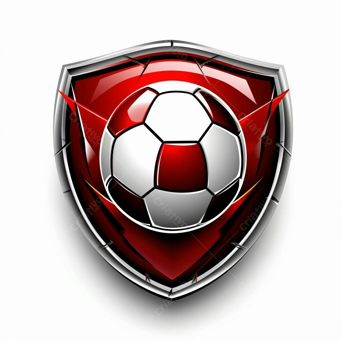 Escudo futebolístico vermelho com bola