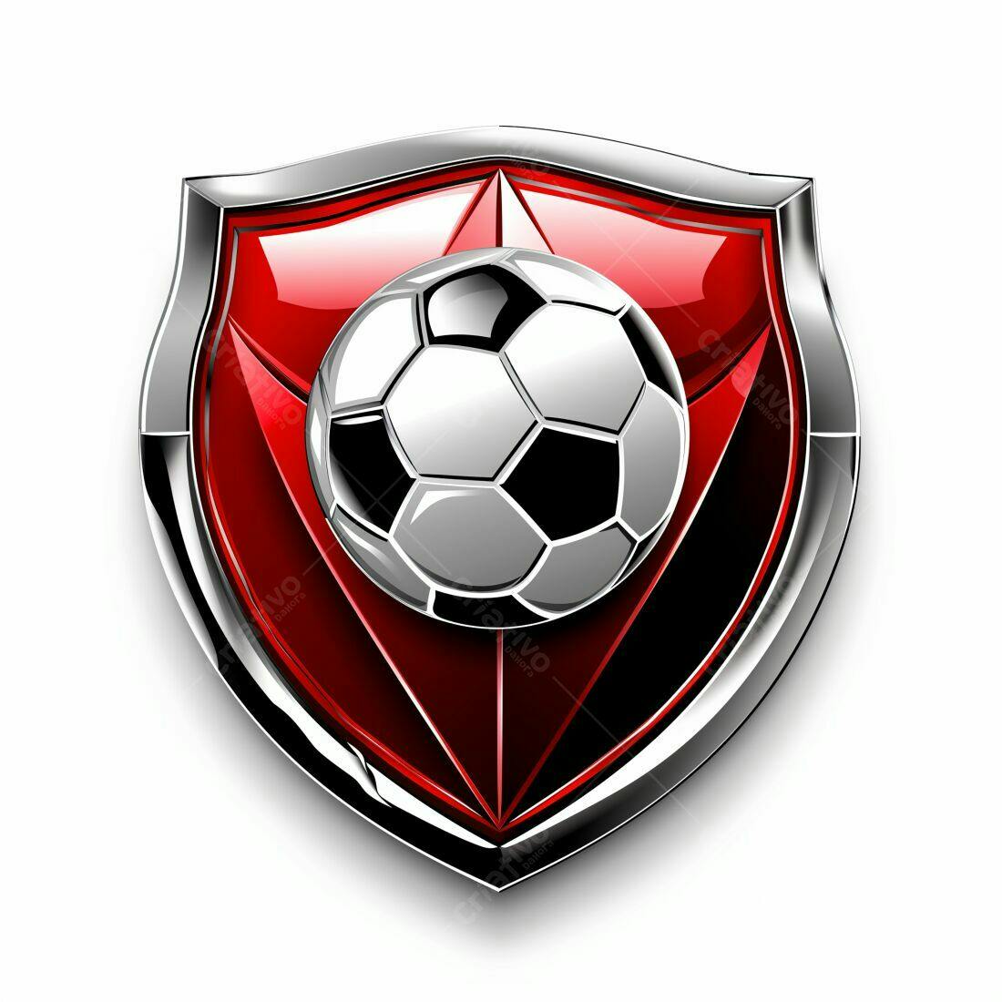 Escudo Vermelho com Bola de Futebol