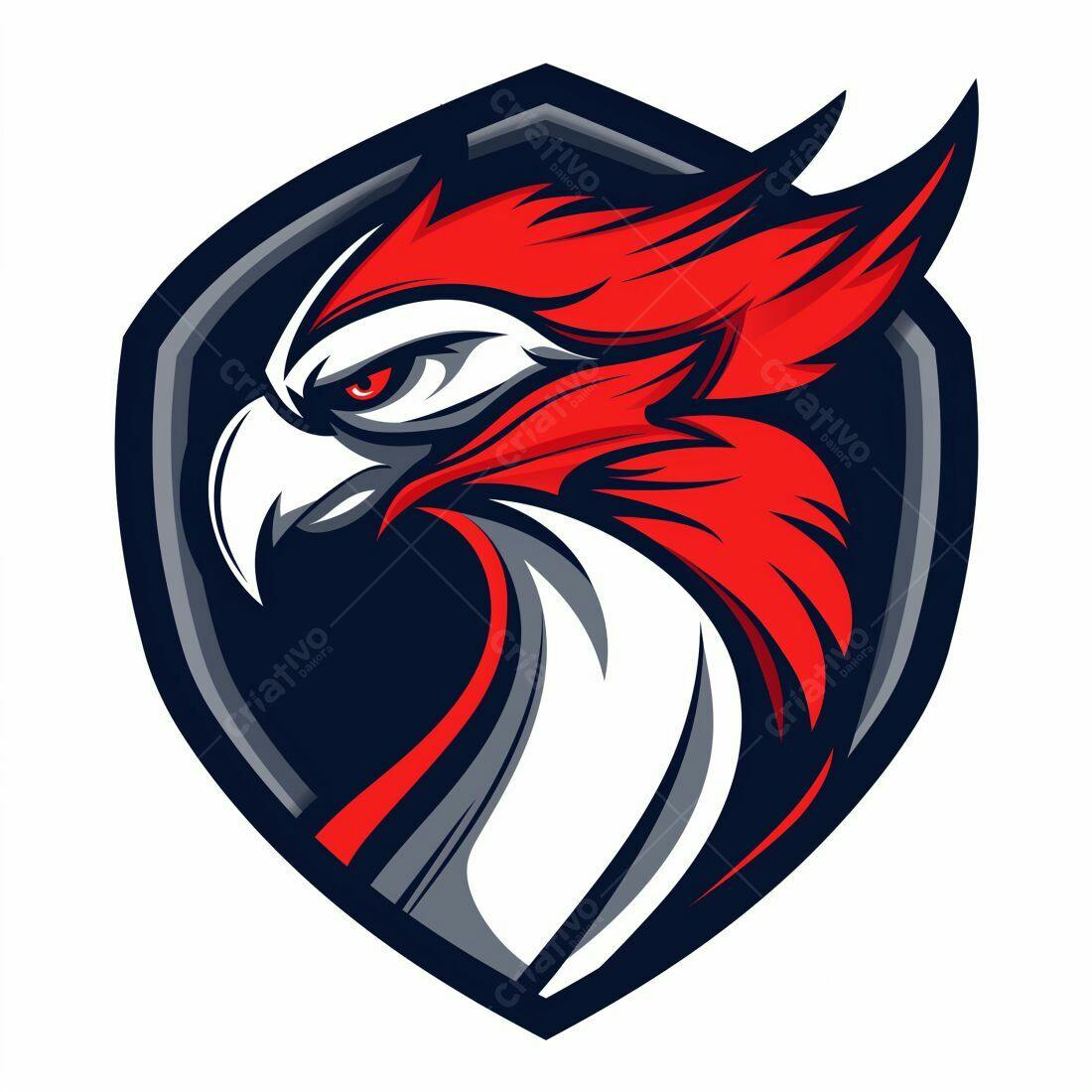 Logotipo Águia Vermelha e Branca Escudo