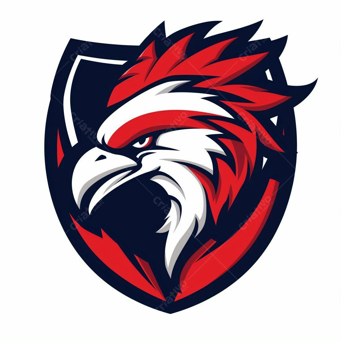 Logotipo águia escudo vermelho e branco