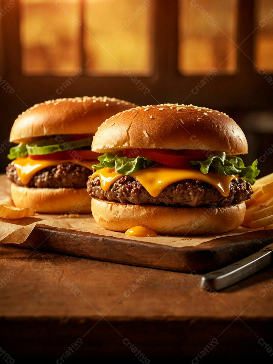 Deliciosos Cheeseburgers com Batatas Fritas