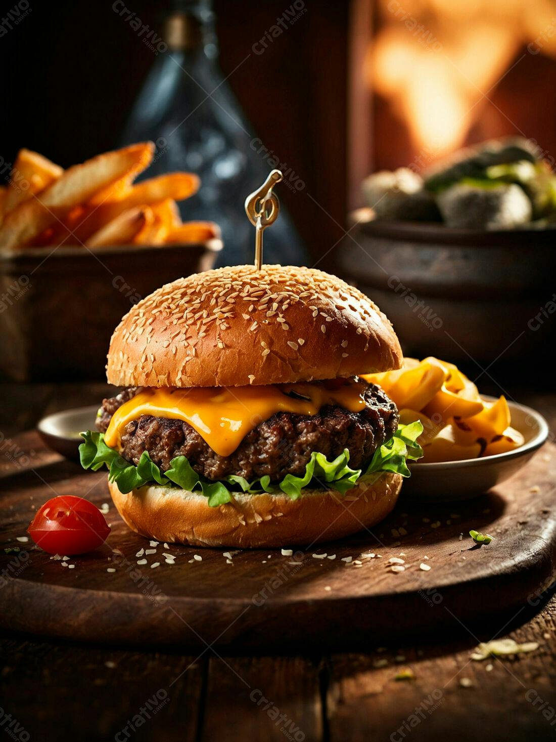 Hambúrguer Cheddar com Batata Frita