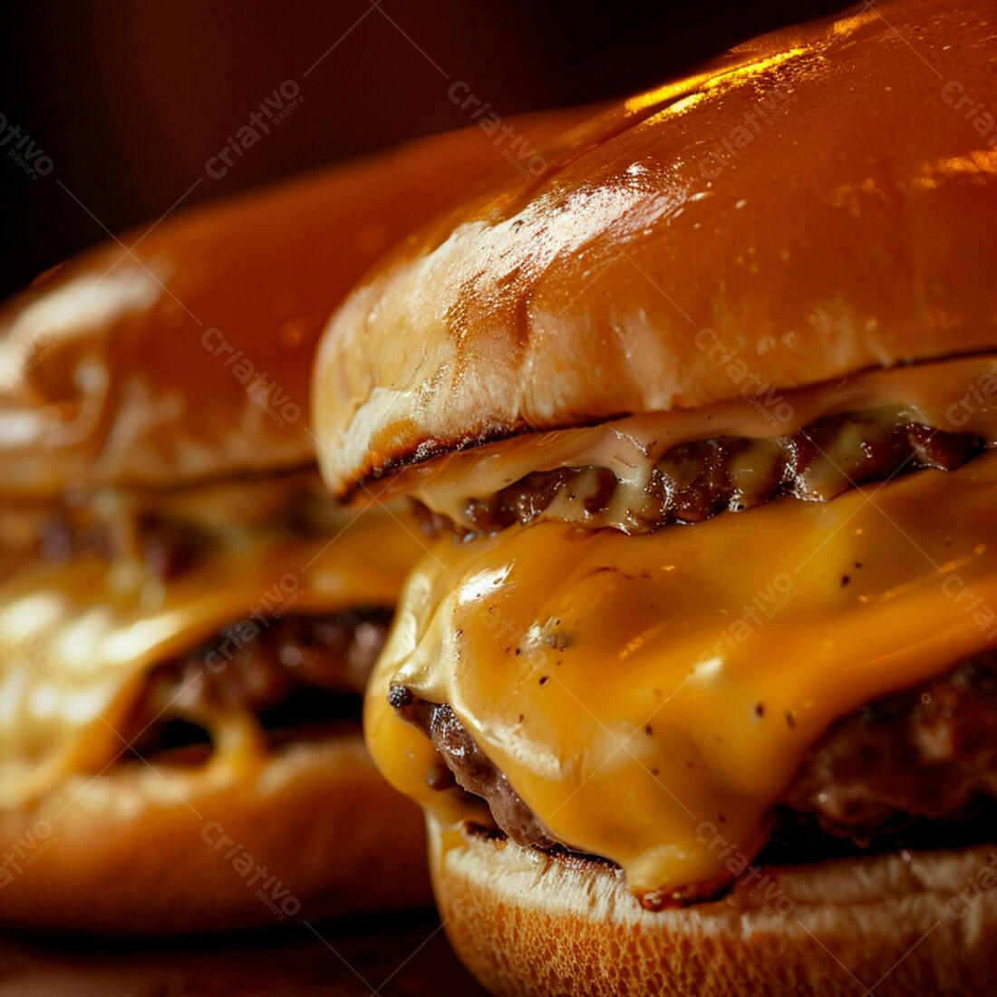 Duplo Cheeseburger suculento com queijo derretido