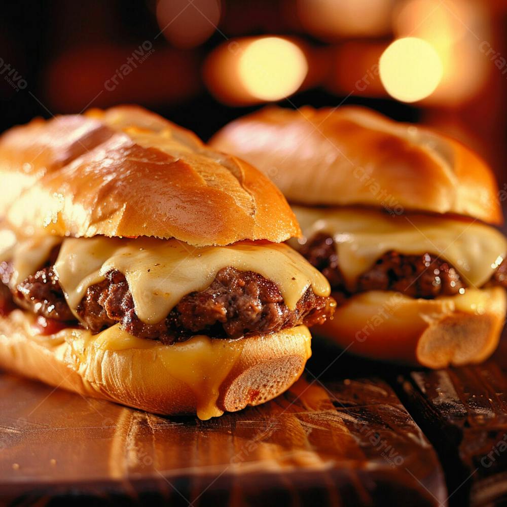 Lanche Com Carne E Queijo No Pão Italiano Grelhado 10