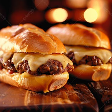 Lanche com carne e queijo no pão italiano grelhado 10