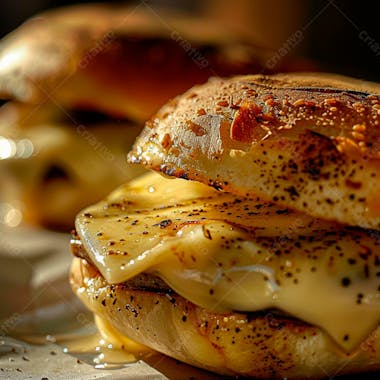 Lanche com carne e queijo no pão italiano grelhado 12
