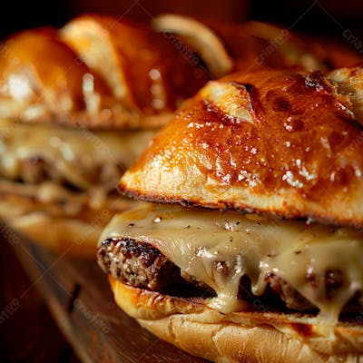 Lanche Com Carne E Queijo No Pão Italiano Grelhado 17
