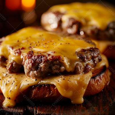 Lanche Com Carne E Queijo No Pão Italiano Grelhado 18