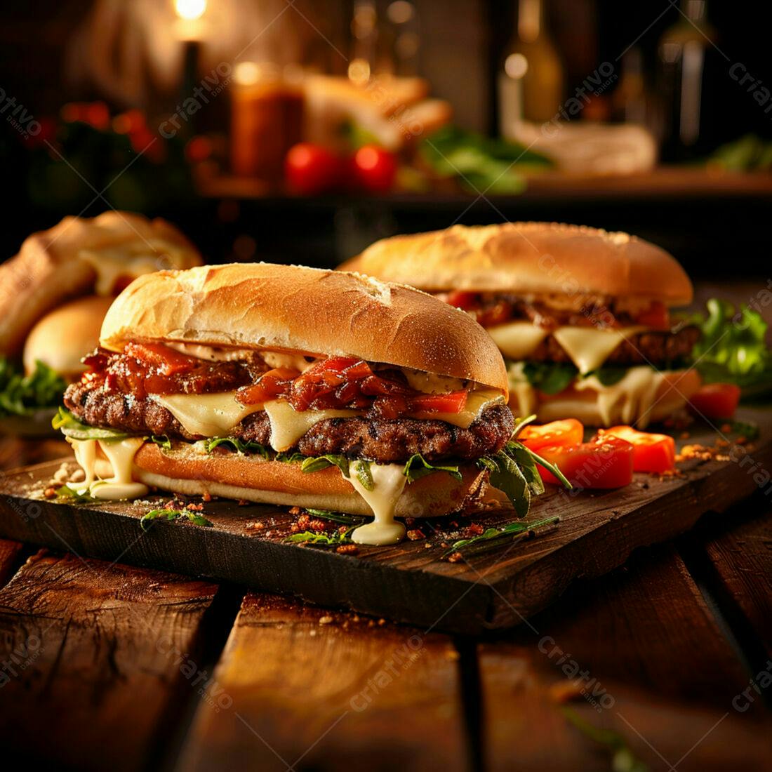 Sanduíche de Carne com Queijo e Cebola Caramelizada