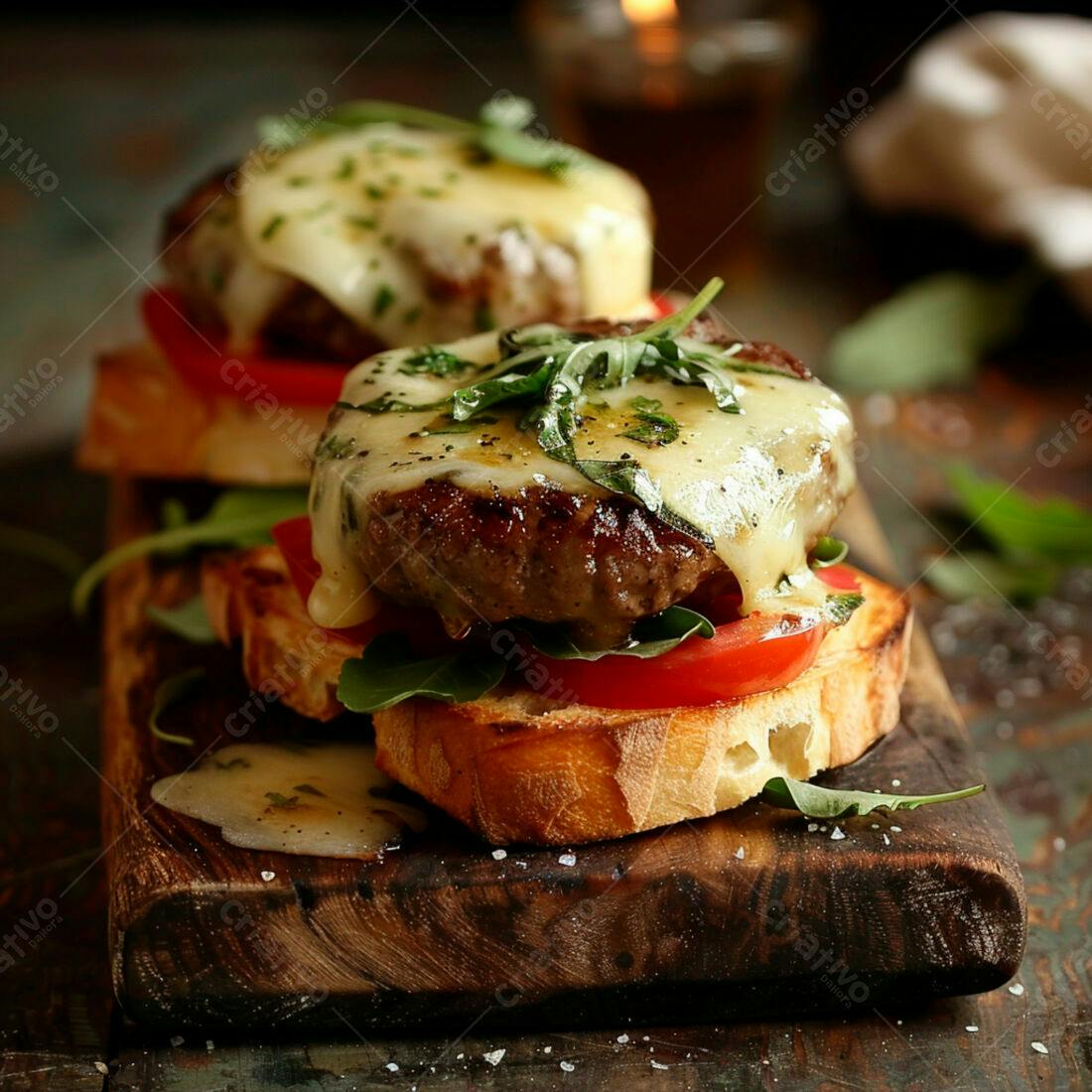 Hambúrguer gourmet com queijo derretido