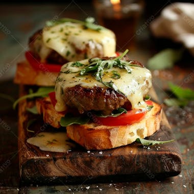 Lanche com carne e queijo no pão italiano grelhado 28