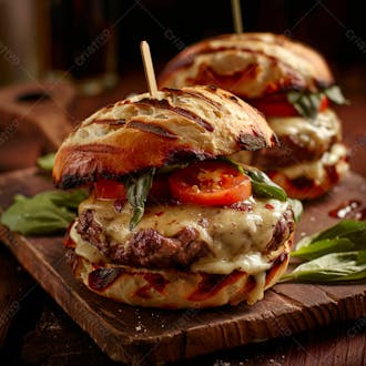 Lanche com carne e queijo no pão italiano grelhado 29