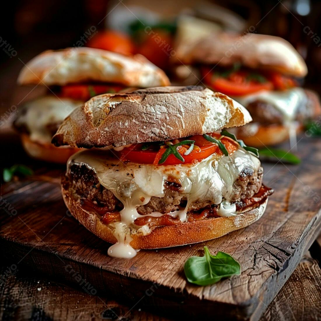 Hambúrguer gourmet com queijo derretido