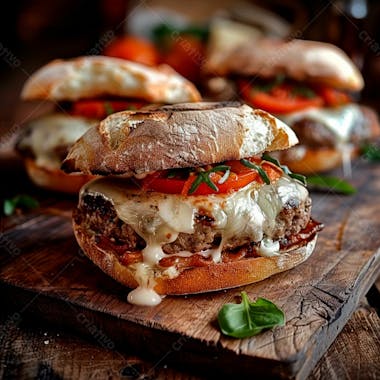 Lanche com carne e queijo no pão italiano grelhado 31