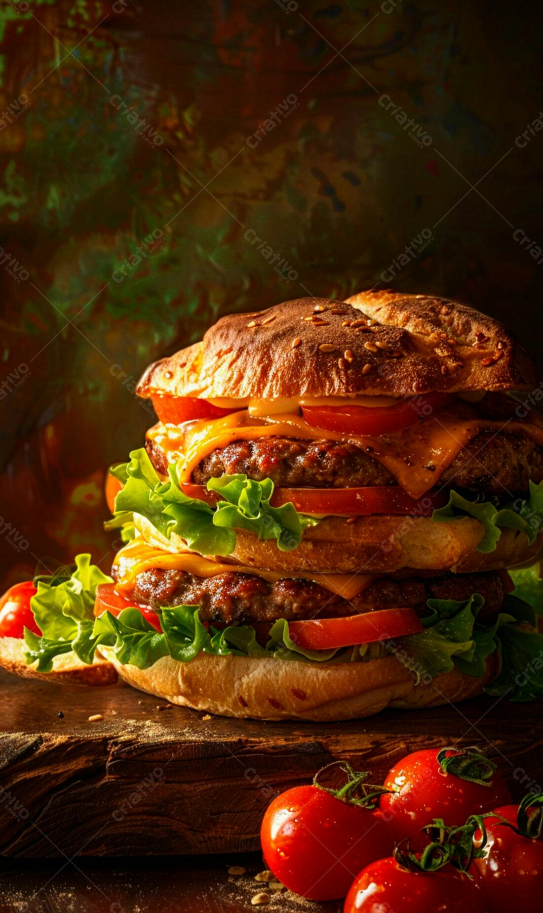 Duplo Hambúrguer com Queijo e Tomate