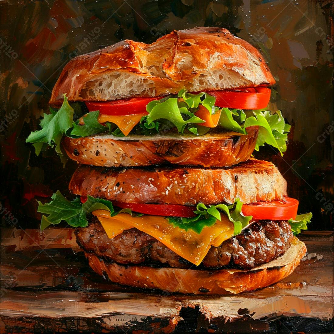 Duplo hambúrguer suculento com queijo cheddar