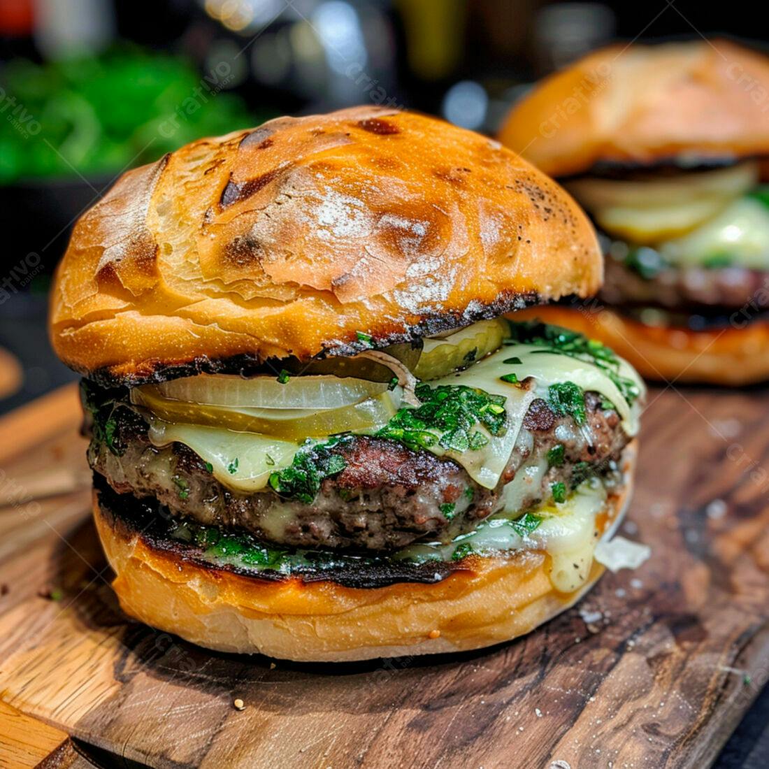 Hambúrguer gourmet com queijo derretido