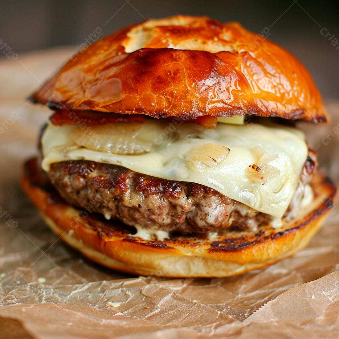 Hambúrguer gourmet com queijo e bacon