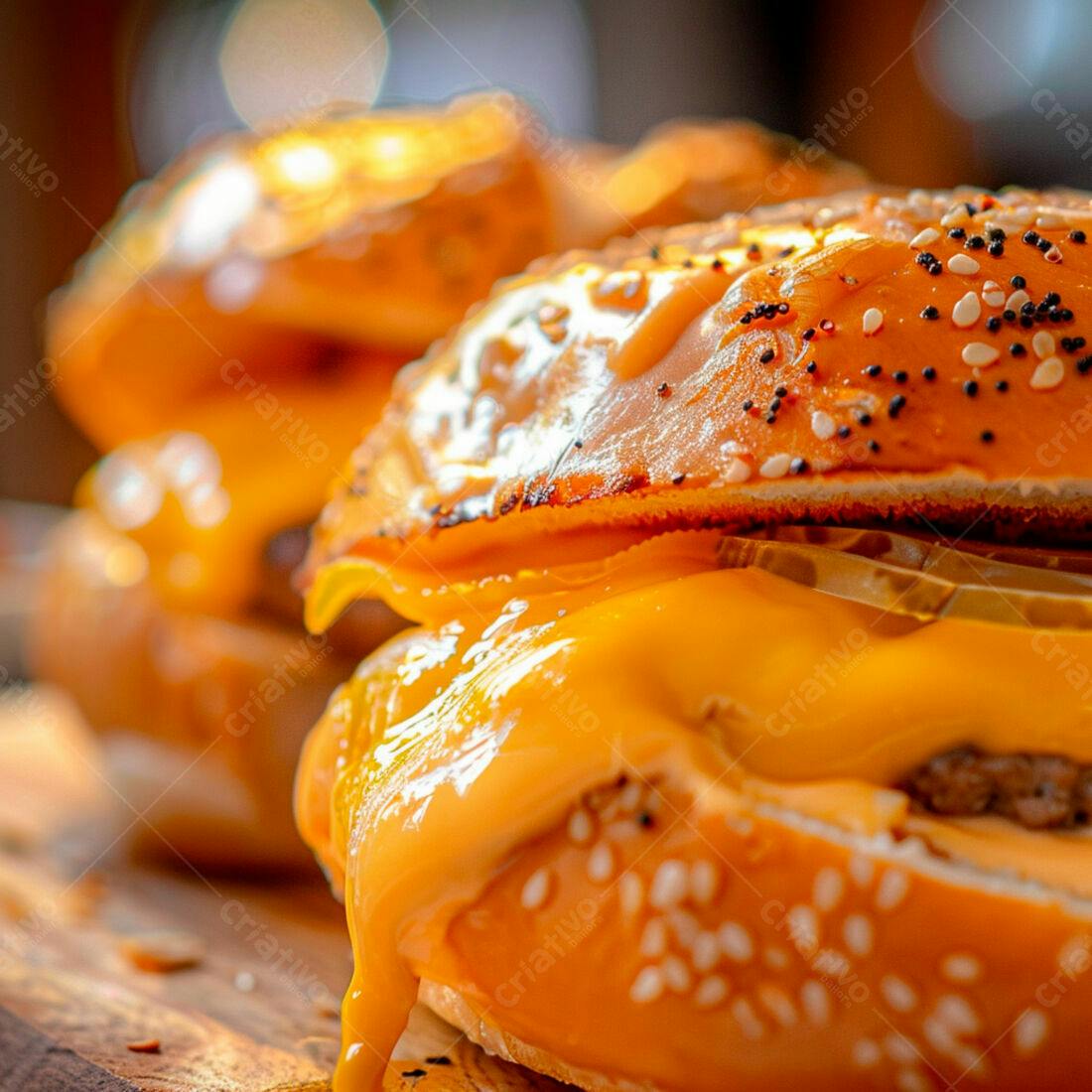 Cheeseburger suculento com queijo derretido