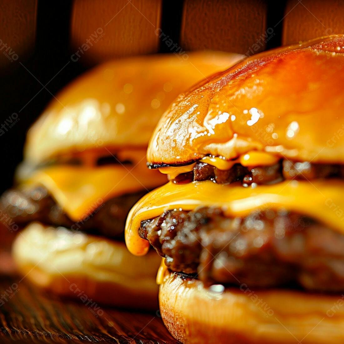 Cheeseburgers suculentos com queijo derretido