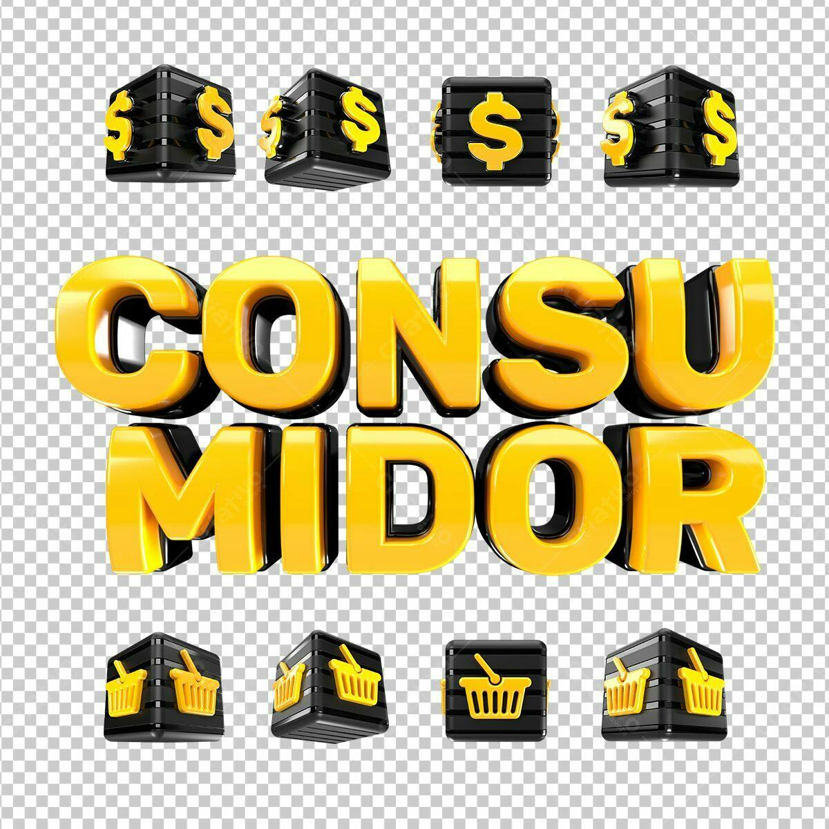 Selo 3D Consumidor amarelo e preto