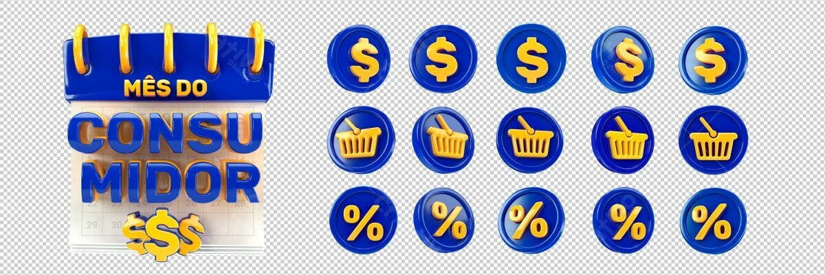 Selo 3D promocional azul e dourado
