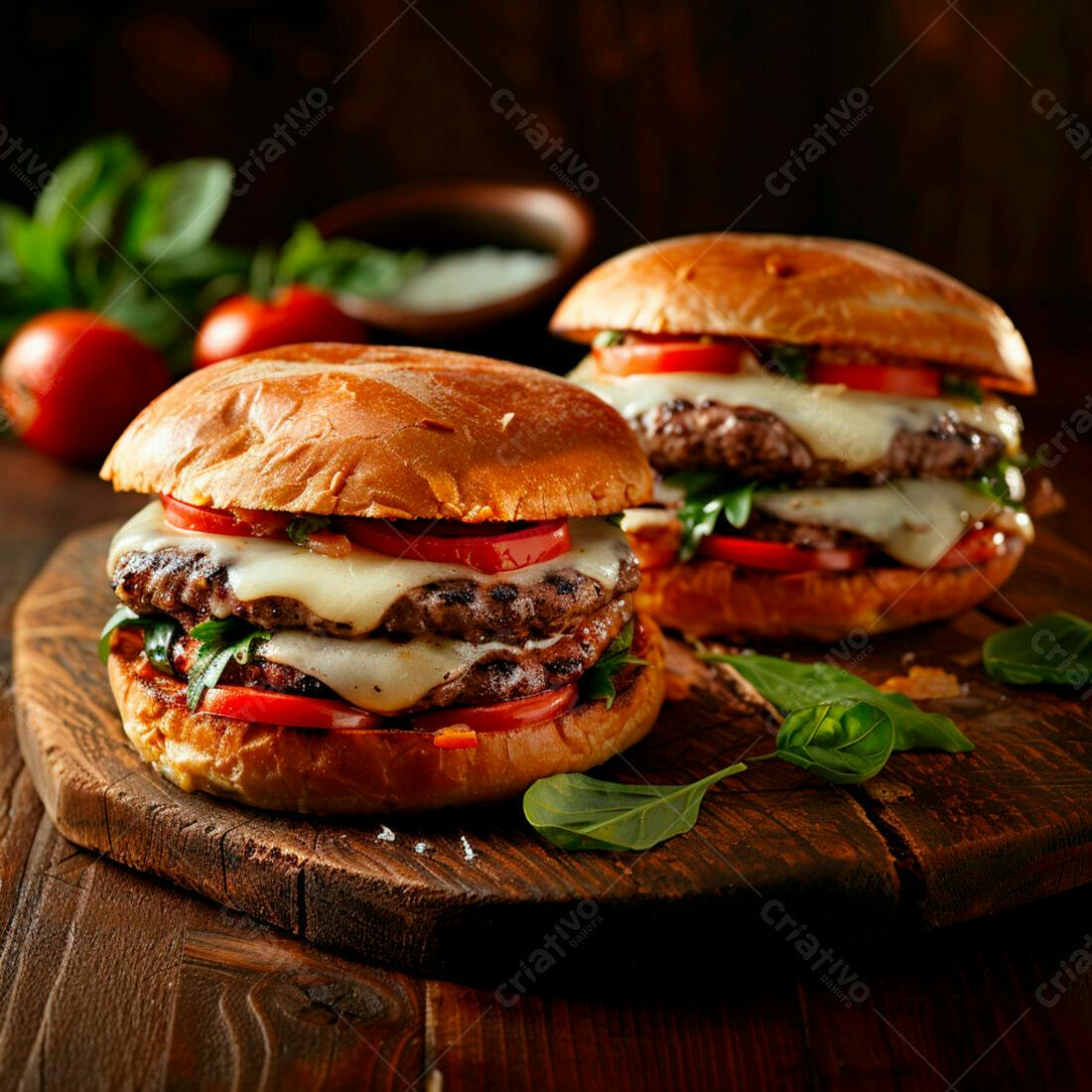 Duplo hambúrguer com queijo e tomate