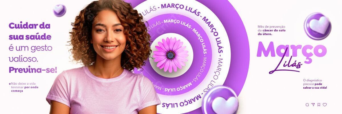 Banner Março Lilás PSD Editável
