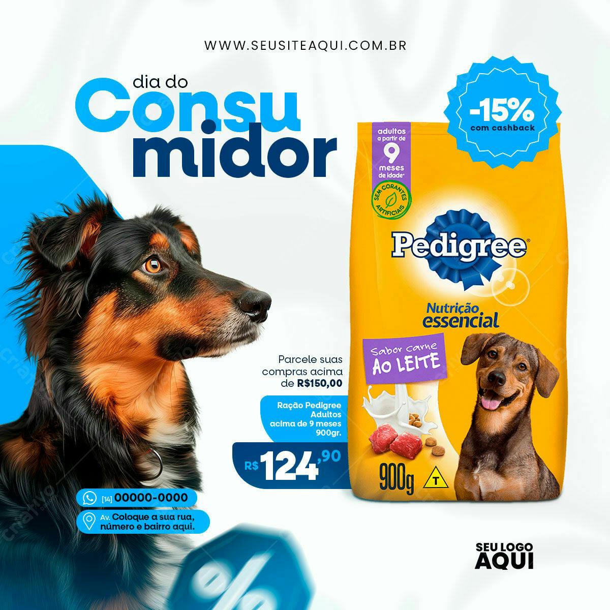 Flyer Dia do Consumidor Ração Pedigree PSD Editável
