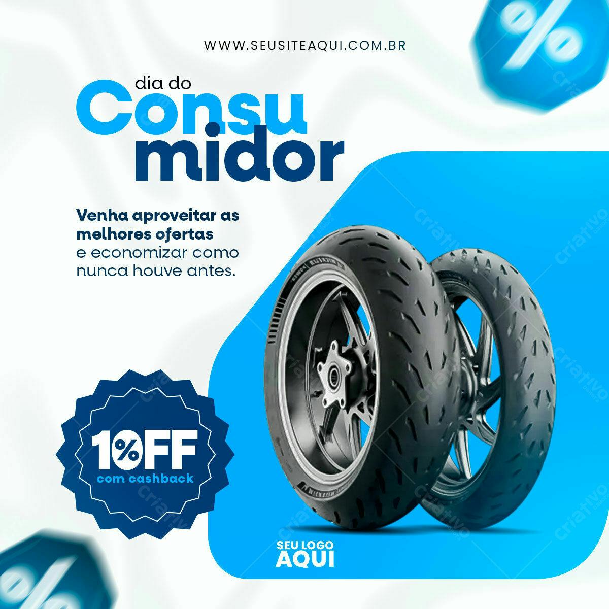 Flyer Dia do Consumidor com Pneus PSD Editável