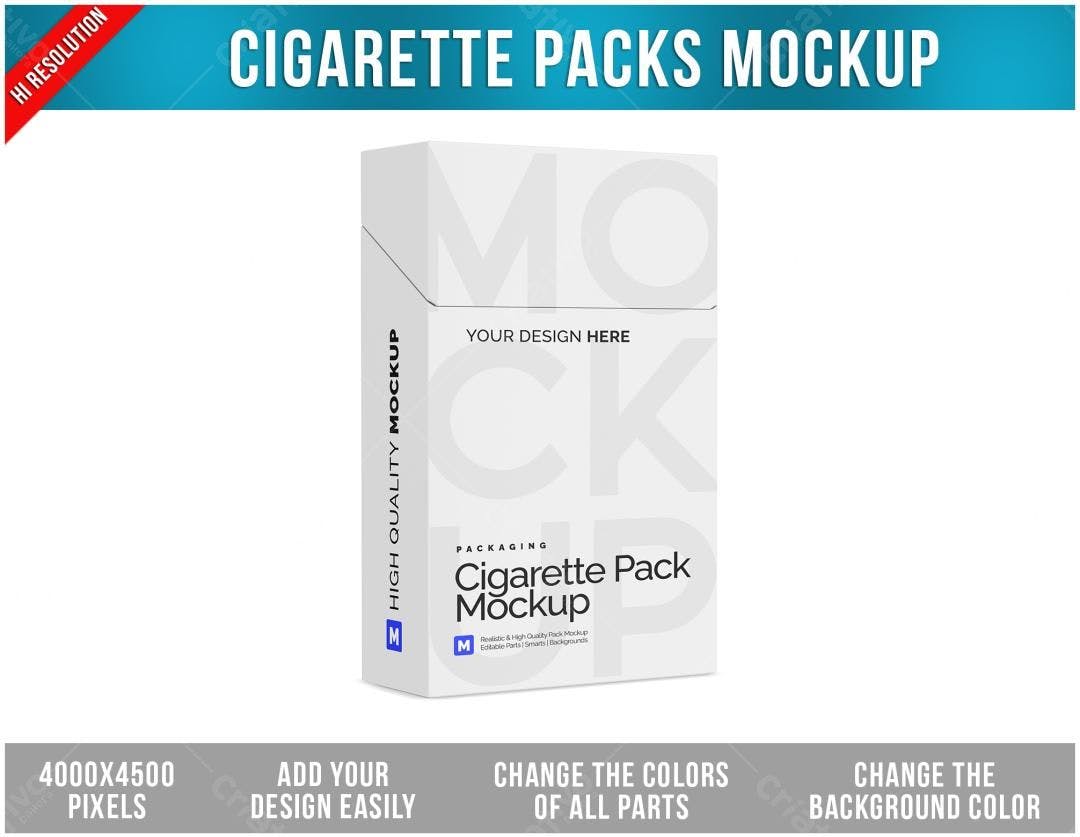 Mockup Realista de Embalagem de Cigarros