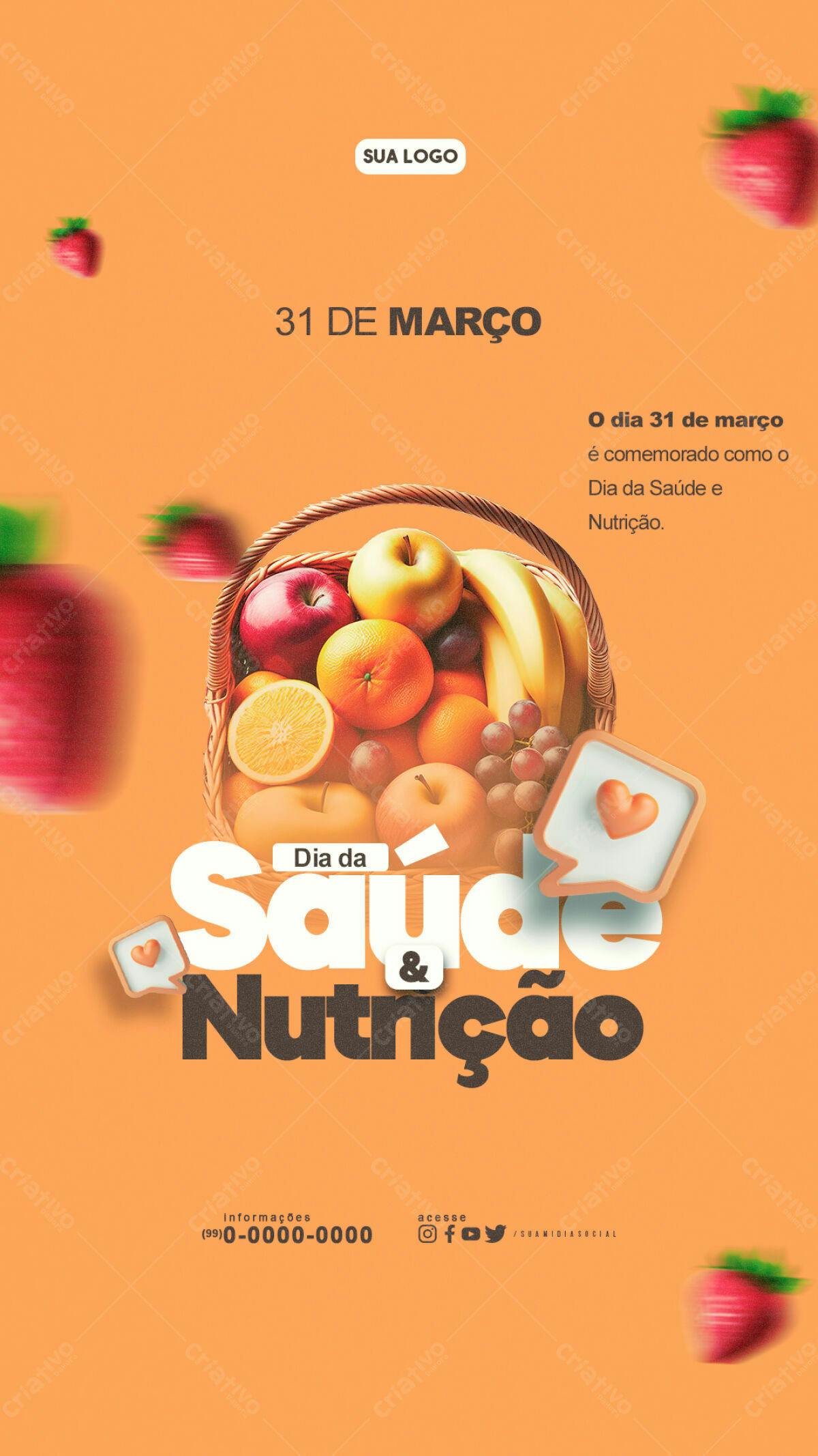 Flyer Dia Mundial da Saúde e Nutrição PSD Editável